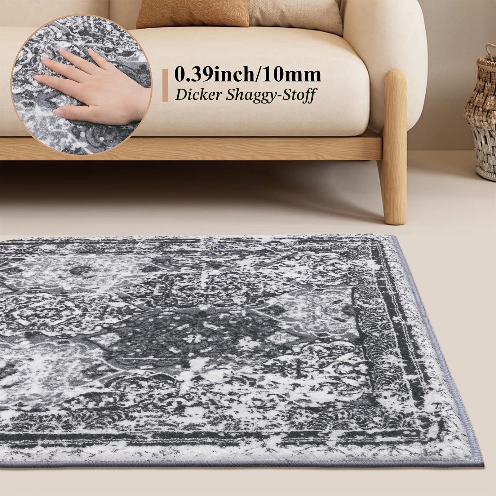 Enyhom Läufer Flur rutschfest 66 x 183cm Flauschig Weich Langer Teppich Schlafzimmer Kurzflor Küchenläufer Waschbar Bettvorleger für… – Ansicht 6