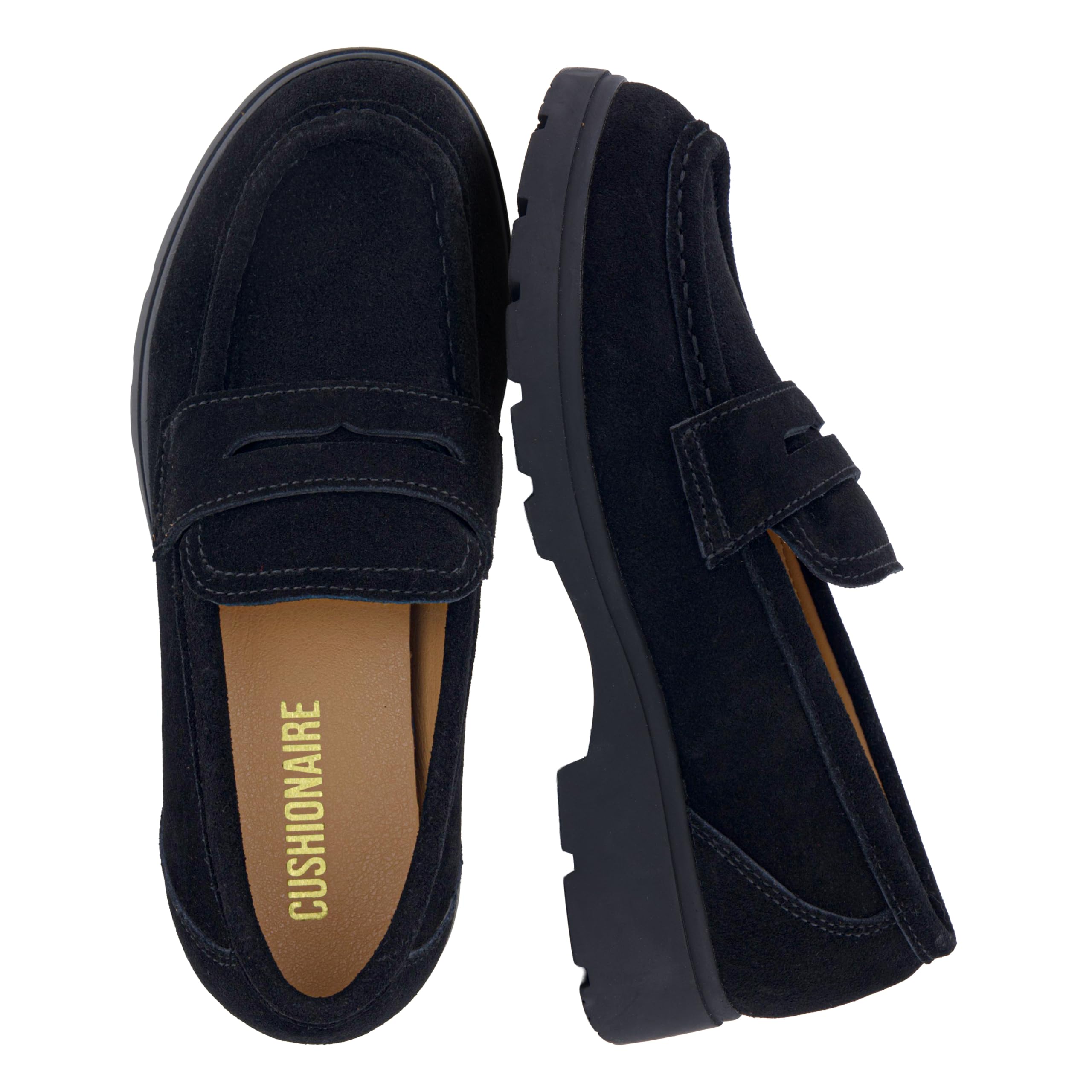 CUSHIONAIRE Bard 100% Genuine Leather Penny Loafers for Women