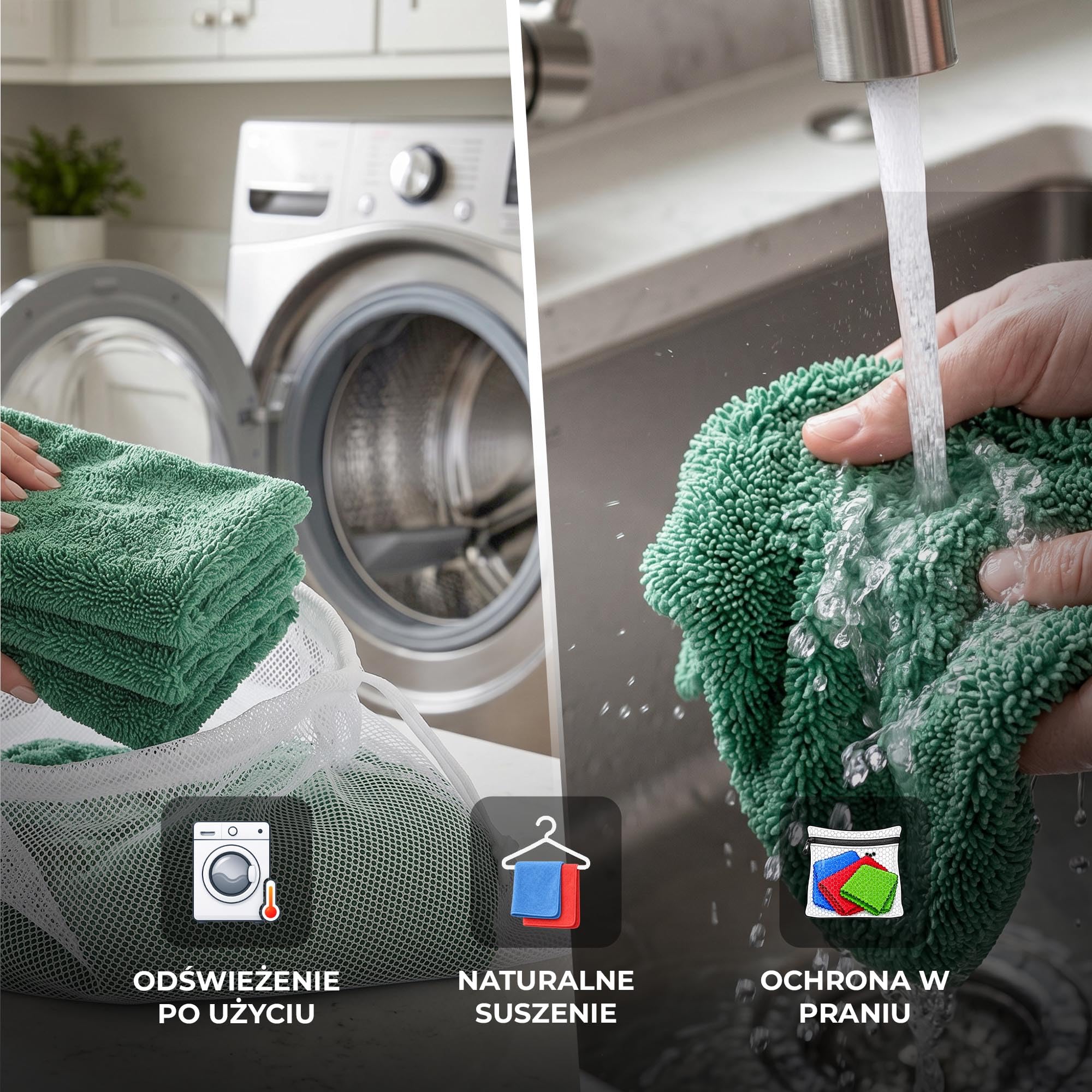 ToolSpace Ręcznik Samochodowy z Mikrofibry 60x90cm 2 szt. 1300 gsm do Osuszania Auta Lakieru Szyb Karoserii Chłonny Miękki Wielorazowy Bez Smug Premium Detailing Mycie Samochodu Mikrofibra Gruby Duży