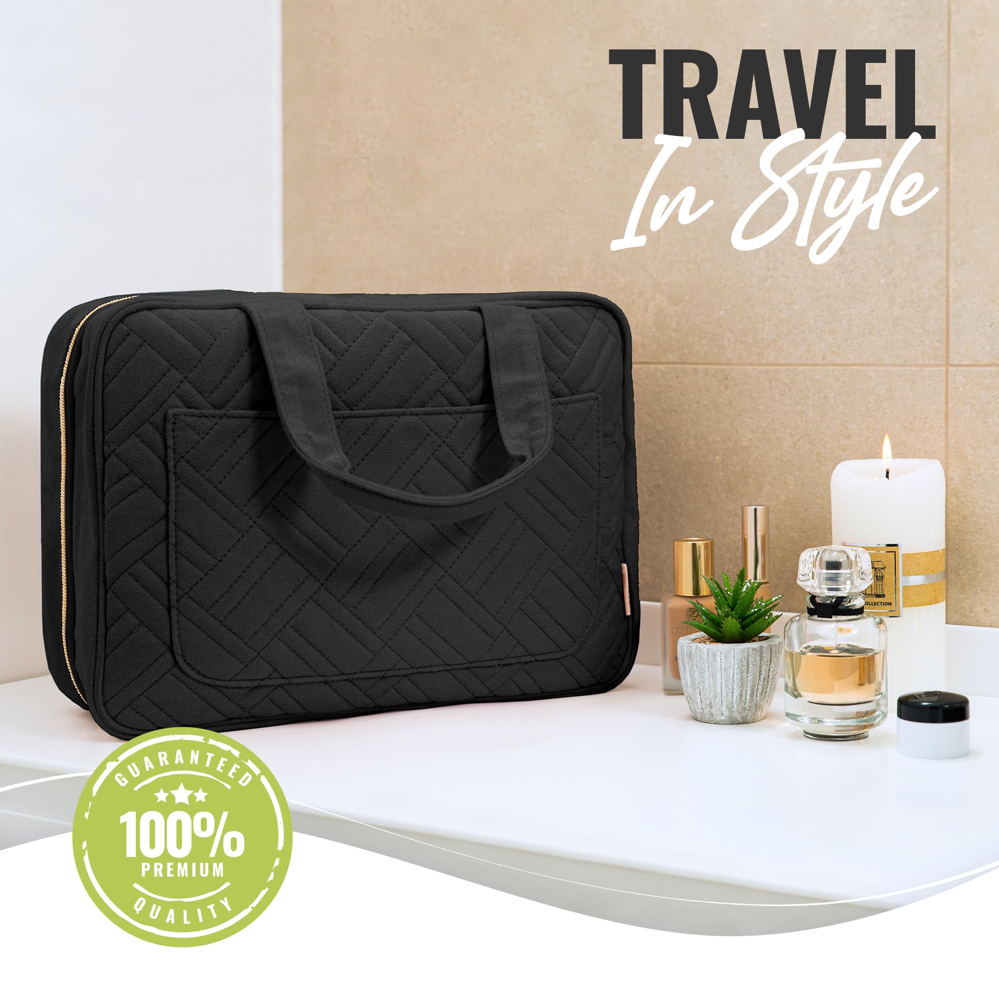 BOACAY Hanging Travel Toiletry Bag, Foldable Cosmetic & Bathroom Organizer