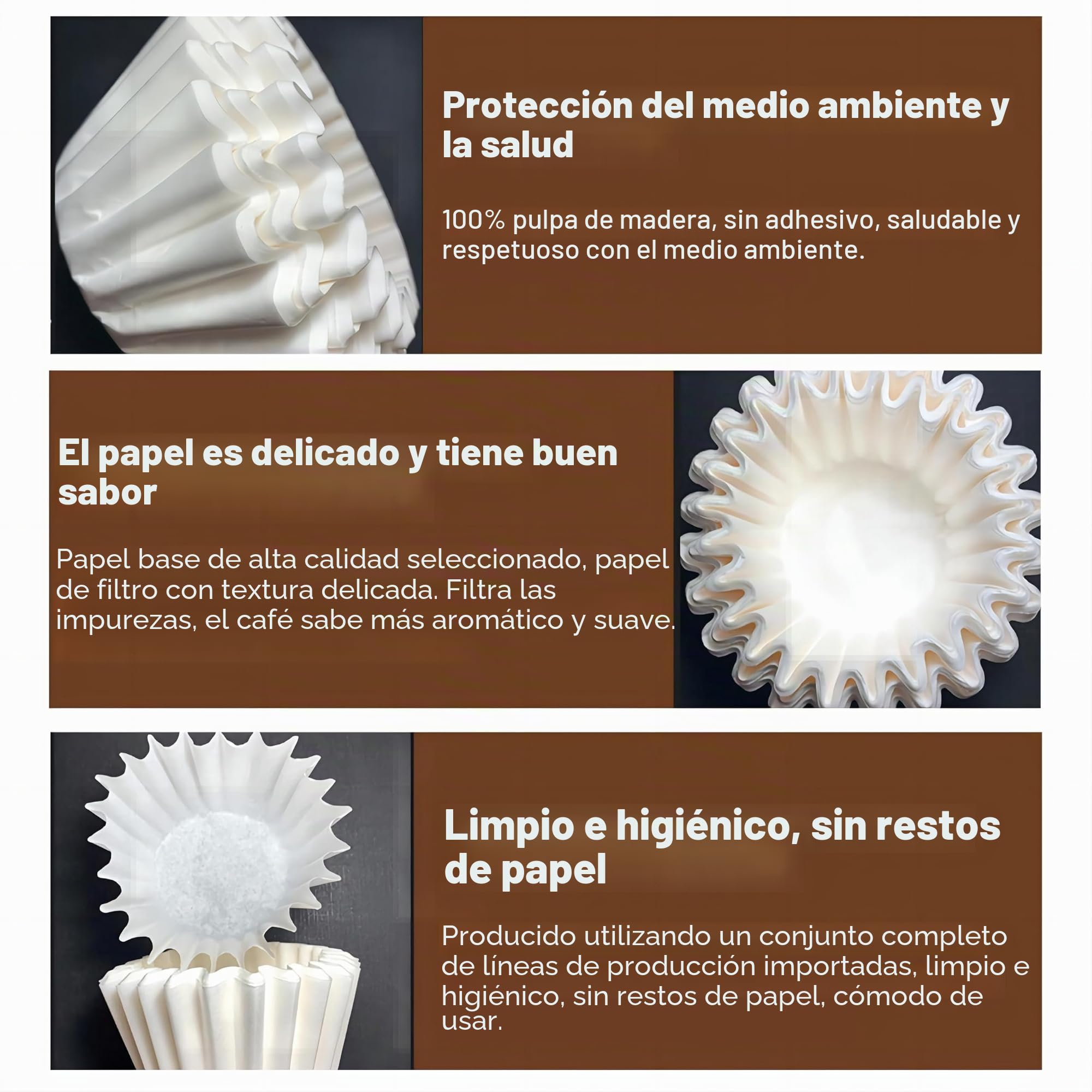 200 PCS Papeles de Filtro de Café de Cesta, Papeles de Filtro tipo Cesta Desechables, Juego de Filtros de Papel para Café, Papel de Reemplazo Blanca Biodegradable, para Cafeteras/Cafeteras de Goteo