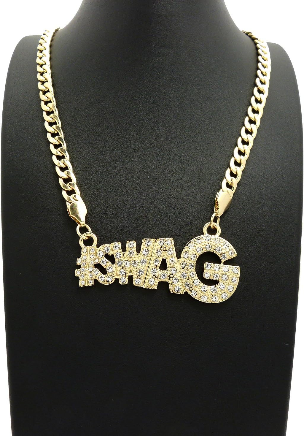 ICED OUT SWAG PENDANT & 7mm/30" CUBAN CHAIN HIP HOP NECKLACE - CP203