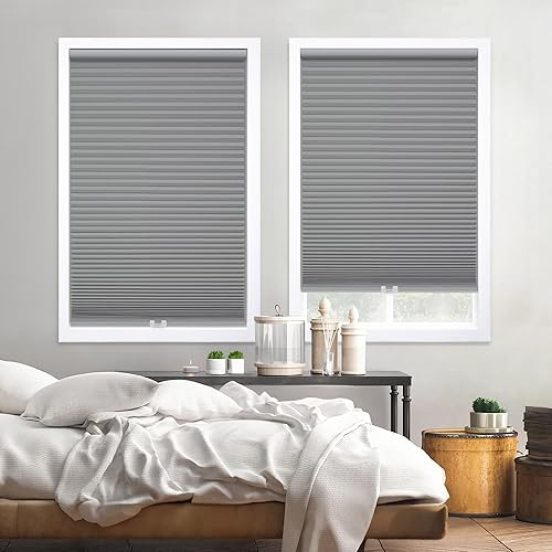 Miniatura 4 de DEZ FURNISHINGS Persiana opaca inalámbrica de 1.5 pulgadas, 70 pulgadas de ancho x 64 pulgadas de alto, gris ancla