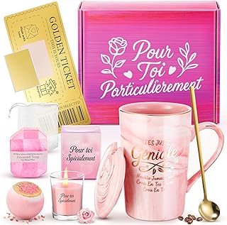XVB Idee Coffret Cadeau Femme, Cadeau Anniversaire Femme, Personnalisé Noel Original Utile, Fete des Meres, Ensemble de Mugs en Céramique de 340 ml