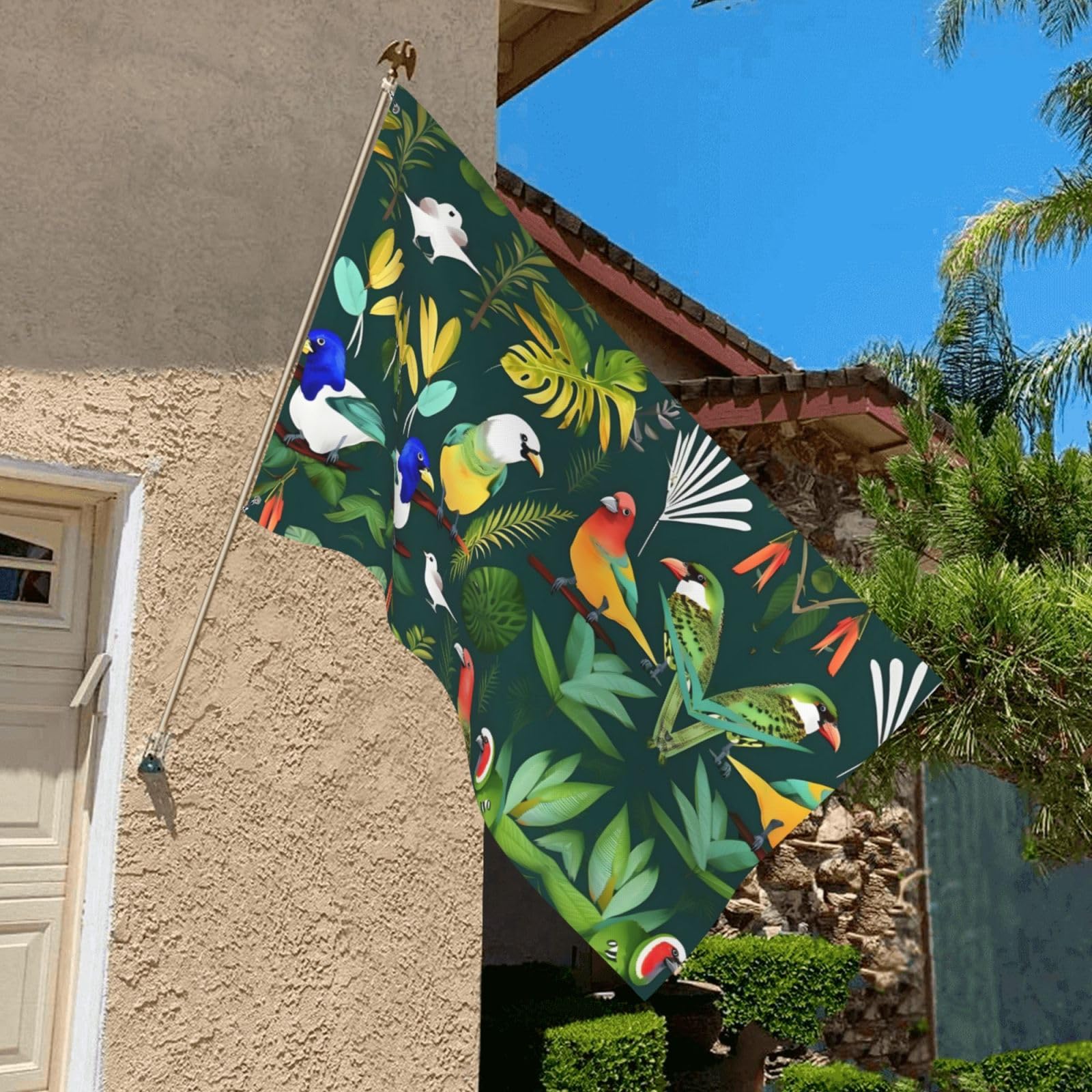 Bandiera da giardino con fenicotteri e foglie verticale su entrambi i lati, piccola bandiera da cortile, decorazione per esterni stagionali, fattoria, vacanze, esterni, 71 x 101 cm