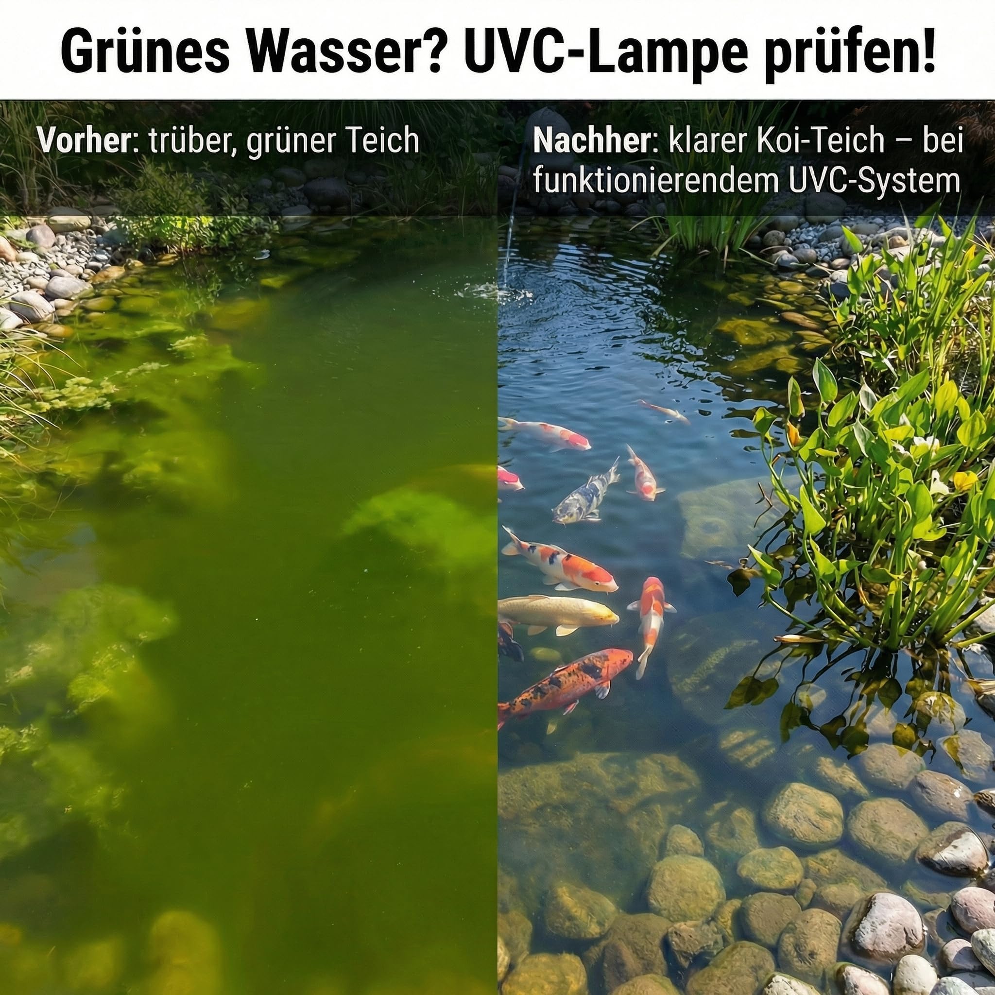 Pondlife Tauch-UVC Amalgam Ersatzröhre 80W, UVC Lampe für Teich, Sockel T5 4‑Pin (Base C), Baulänge inkl. Pins 65,7 cm, Ø 17–18 mm, ca. 16.000 h Brenndauer