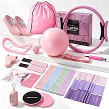 22Pcs Pilates Kit for Women & Men, Home Pilates Workout Equipment Set with 14" Ring, Ball, Resistance Bands, Ankle Weights, Core Sliders, Grip Socks & Yoga Strap, Full Body Sculpt Pilates Kit for Pro