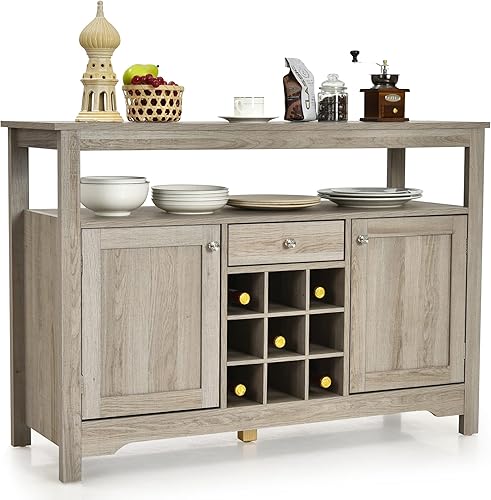 Miniatura 8 de LOKO Gabinete de buffet con almacenamiento, armario de almacenamiento de cocina con accesorio anti-caída, aparador buffet con estante extraíble para