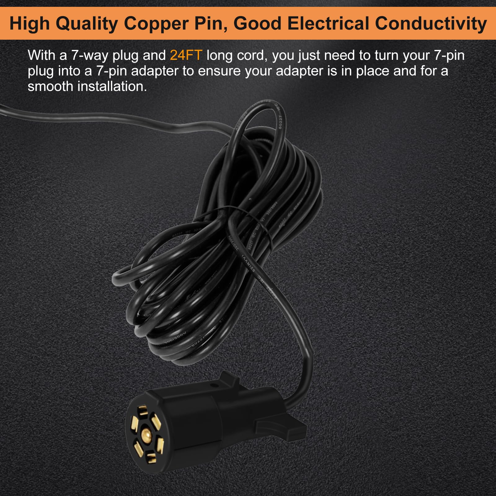 BLACKHORSE-RACING LED Magnetic Trailer Light Kit, 2PCS LED Trailer Light Universal, Running Brake Turn Light, IP68 Waterproof, Adsorbed Magnet, with 24ft Cable 7-pin Plug (Red Lens)