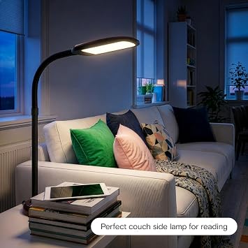 Brightech Litespan Slim LED Floor Reading Lamp - Modern Tall Lamp with Adjustable Gooseneck for Living Rooms & Offices - Dimmable Crafts Work Light - Brown