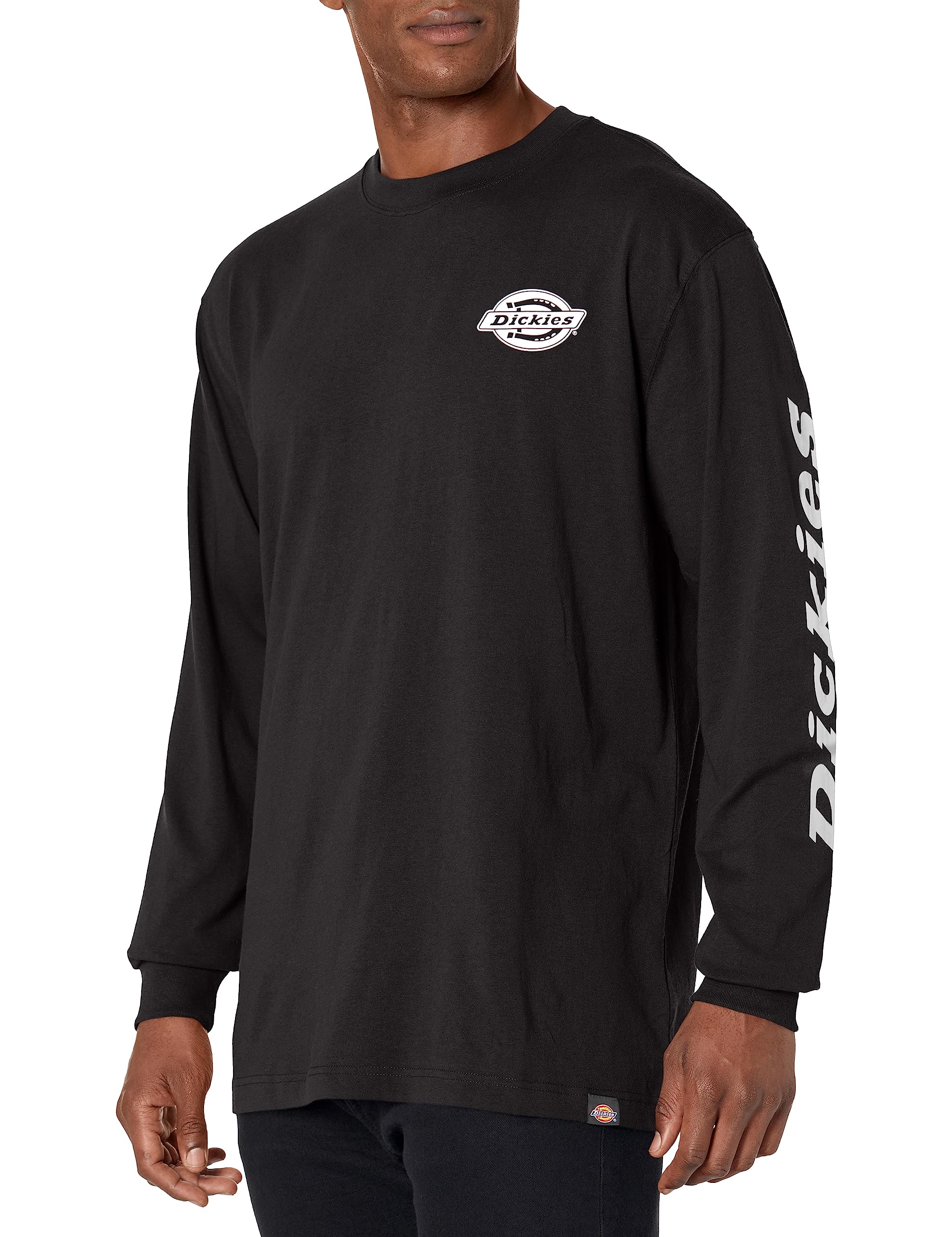 Dickies Men's Long Sleeve Heavyweight Logo T-Shirt, Knit Black, XXL Tall