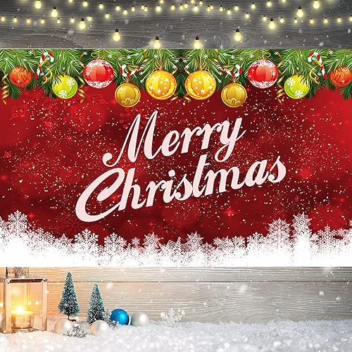 Miniatura 3 de Cartel grande de Feliz Navidad, copo de nieve dorado, fondo de ciervo, escena de pared, Navidad, vacaciones, fiesta, decoración, regalos, 70 x 43