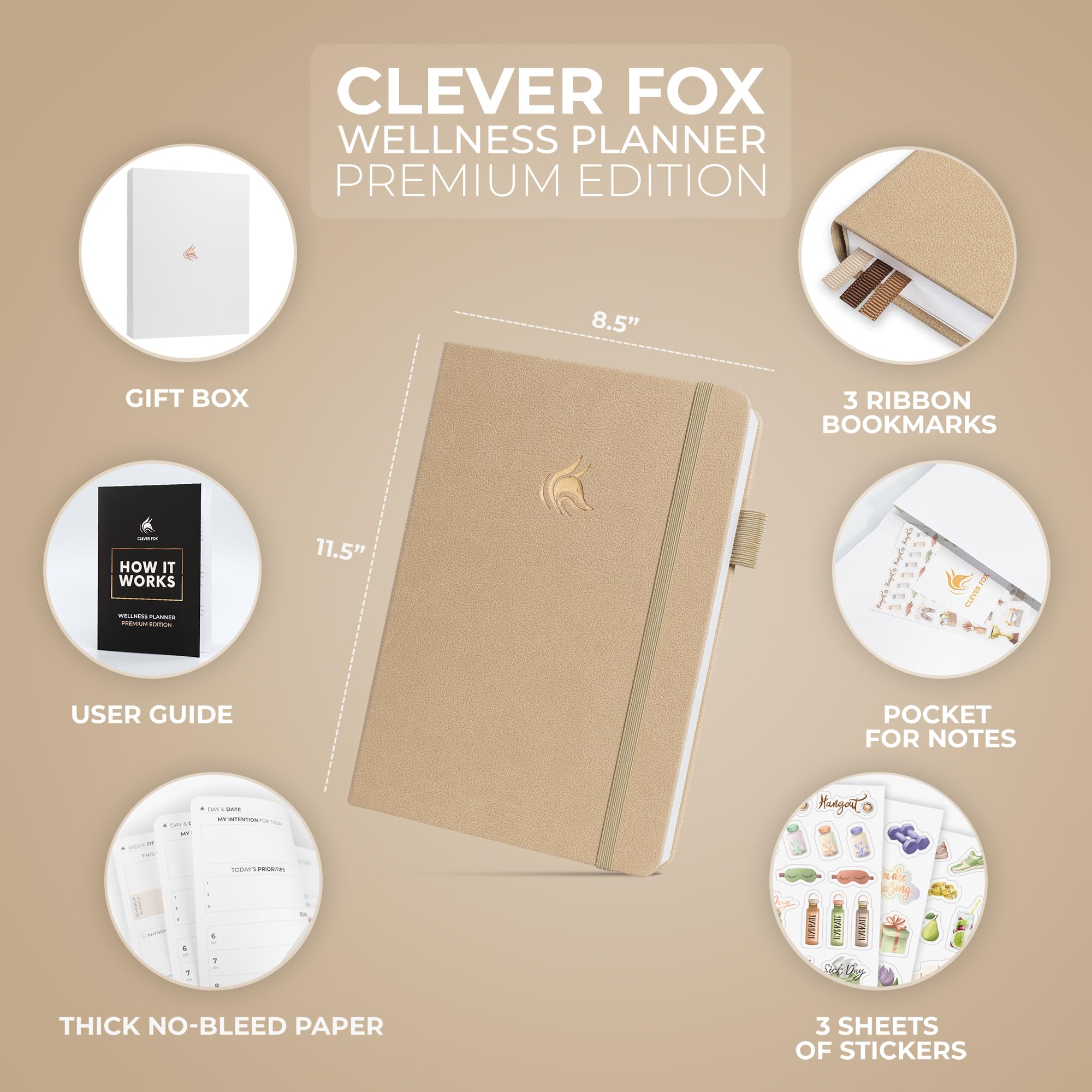 Clever Fox Wellness Planner Premium, Daily Lifestyle Journal to Support Health, Nutrition & Exercise - Image 2