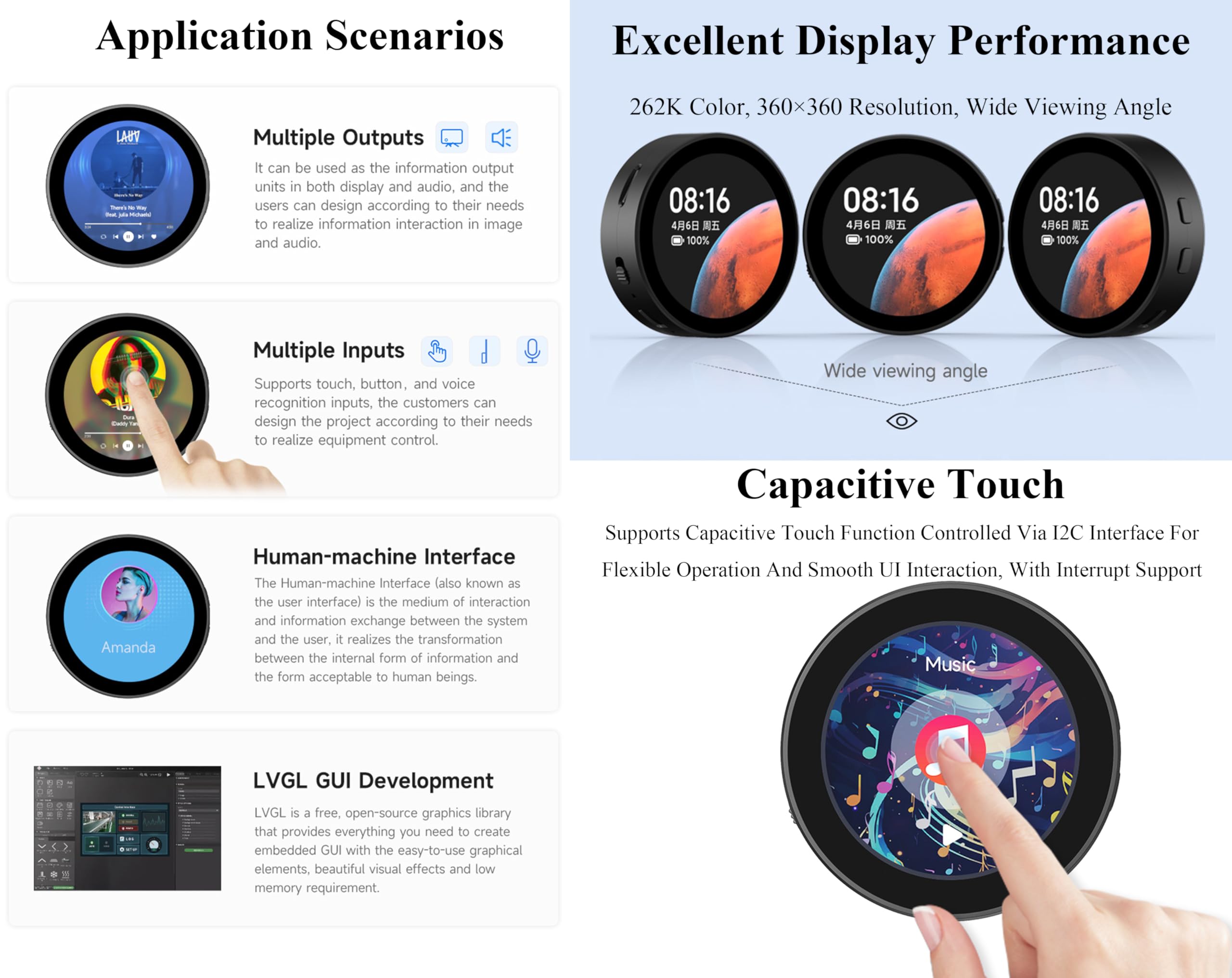 ESP32-S3 1.85inch Round Touch LCD Development Board, 360x360, Supports Wi-Fi & BLE 5, AI Speech, Smart Speaker Box, Support AI Interaction and Offline Voice Control, with Speaker Box