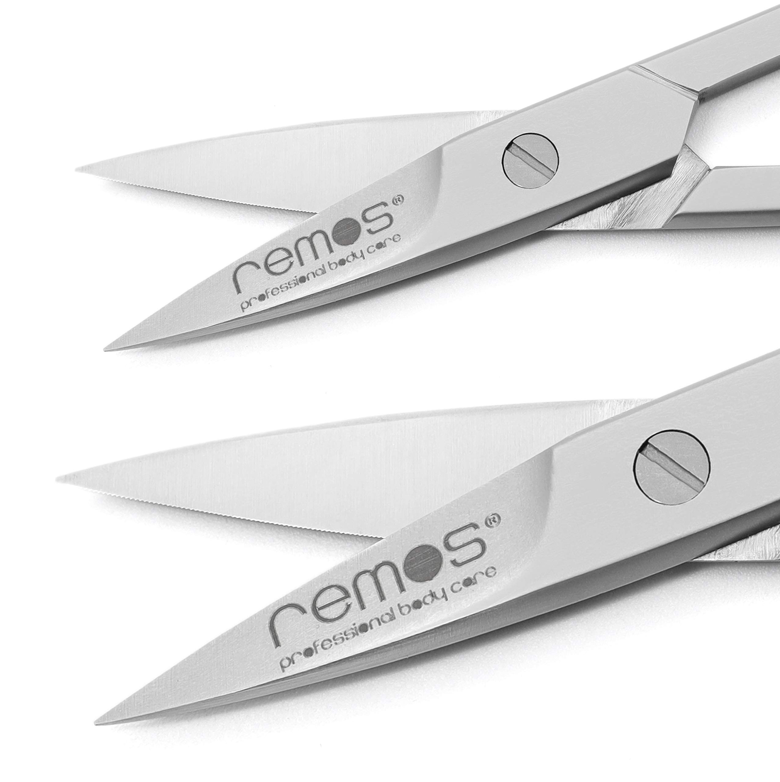 REMOS - Tijeras de uñas con filo recto y dentado (acero inoxidable, 9,5 cm)