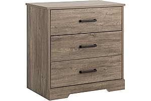 Prepac Three Drawer Nightstand, 16.25in x 27.5in x 26.75in, Rustic Brown