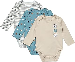 Hanes Unisex Baby Pure Comfort Long Sleeve Bodysuits, Infant Bodysuits, Boys & Girls, 3-pack