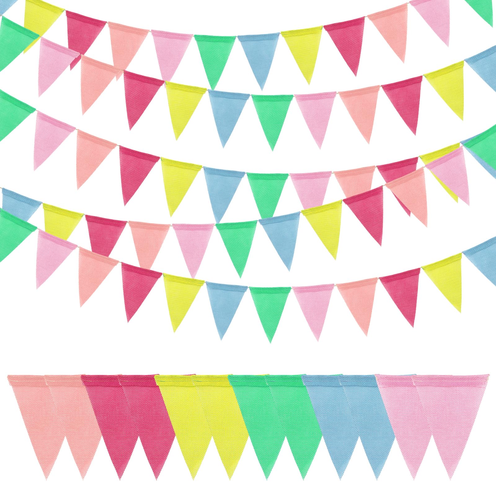 Elepl 5 Piezas Banderolas Fiesta Banderines Tela 60 Pcs Banderitas Decorativas 9.8 Pie Banderolas Guirnalda Banderas Arpillera para Decoración Fiesta Cumpleaños Jardín Campus Cafetería