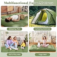 Vista 7 de Byroce - Colchón de futón, catre de dormir enrollable con funda lavable, almohadilla de algodón portátil con bolsa para campamento, tapete de tatami