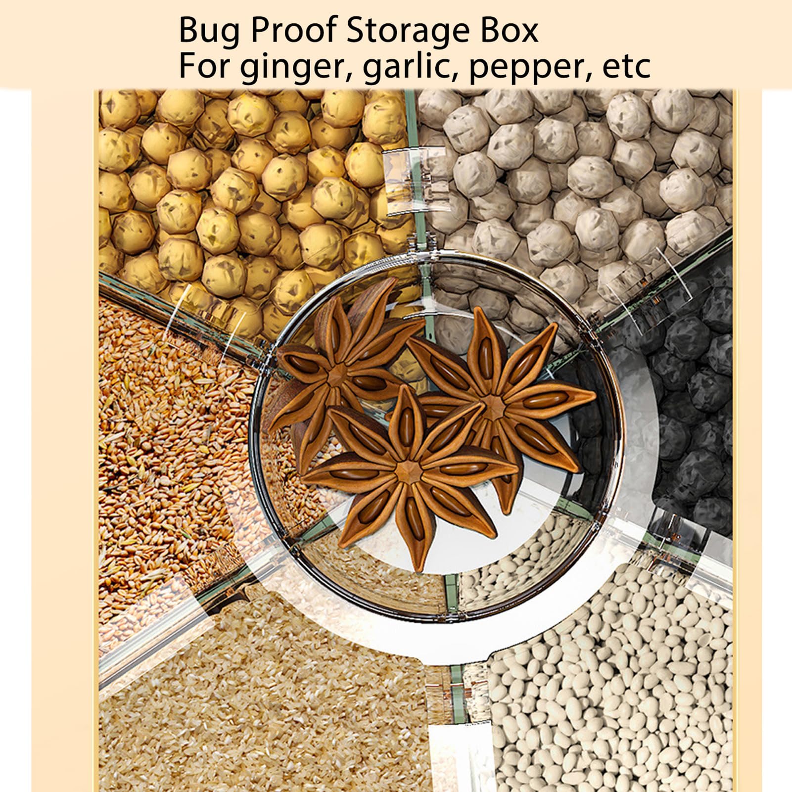 Distributeur rotatif de grains de riz, capacité 6 kg, 6 grilles stockage (Verte)