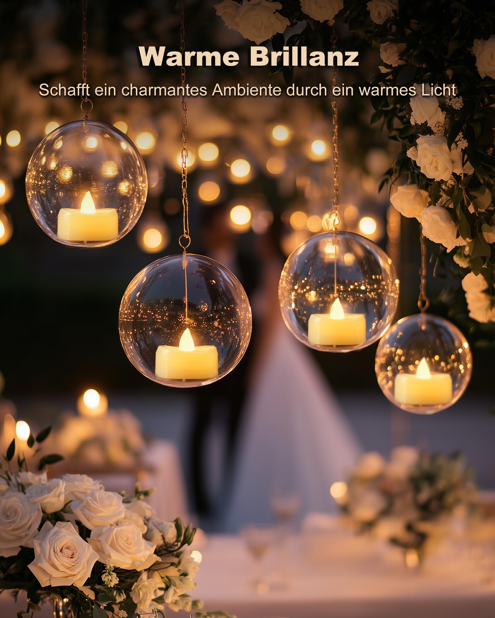 AMAGIC Lumini LED bianco caldo con batteria, 50 pezzi, rivestimento in cera | Mobius Design - Candele elettriche a LED per San Valentino, Halloween, Natale, matrimonio, decorazione da tavolo e casa