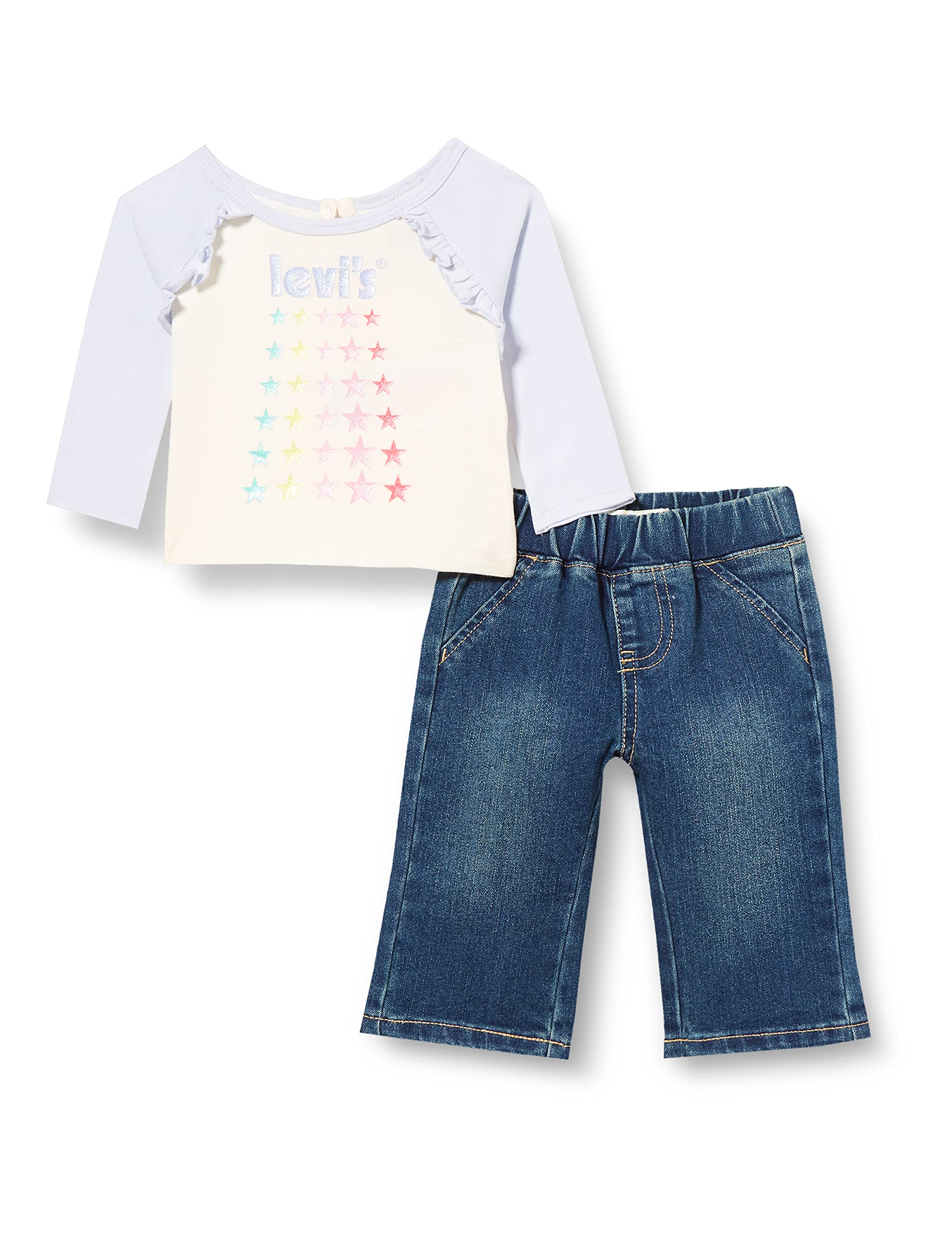 Levi's Lvg Ruffle Top and Wide Denim Se Juegos DE 2 Piezas para Bebés