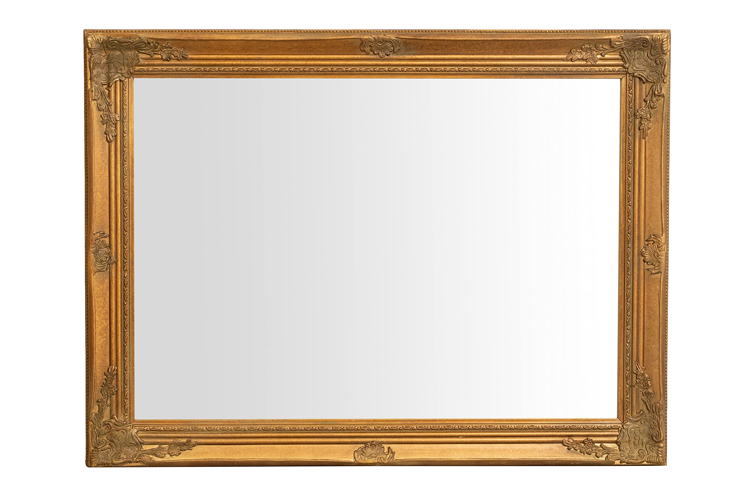 Biscottini specchio da parete bagno e camera 64x84x5 cm - Specchio ingresso da parete con ganci - Specchio oro