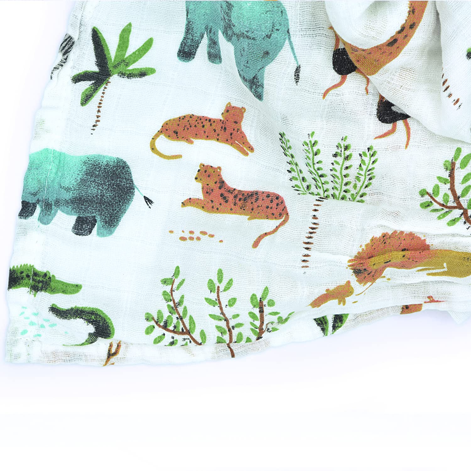 Micu Micu Maxi Lange Coton Bio 120x120 Cm – Extra Doux Mousseline – Animaux – Idéal Naissance & Cadeau Baby Shower