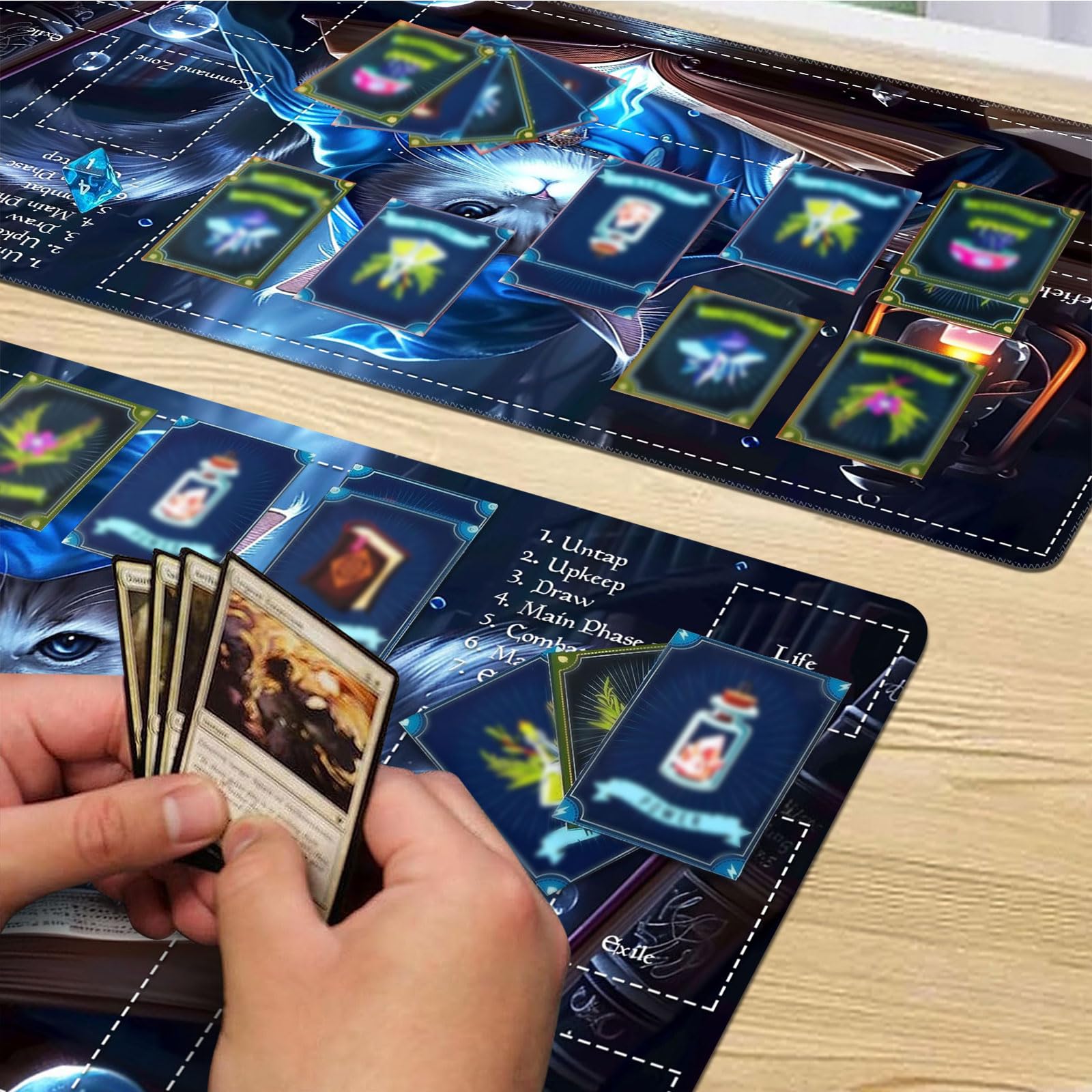 Playmat for MTG, Size 24 x 14 inches, Personalized TCG Card Game Mat for Magic The Gathering Players – Unique, Ideal for Card Game Enthusiasts, Cat : Toys & Games