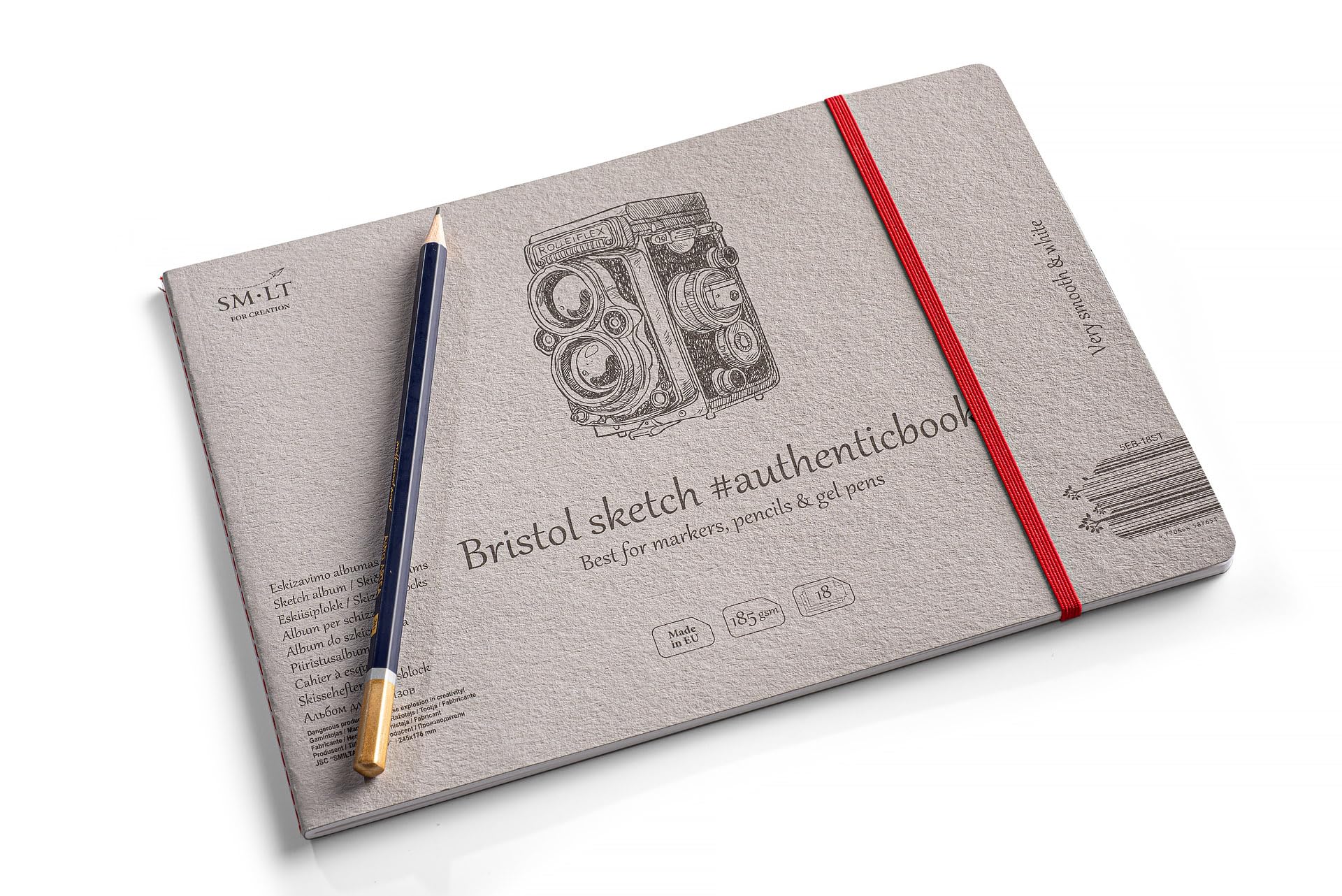 SMLT Authenticbook Sketch Pad - 18 Sheets Of 165 GSM Textured Black Paper, 245x176mm Stitched Art Pad - View #5