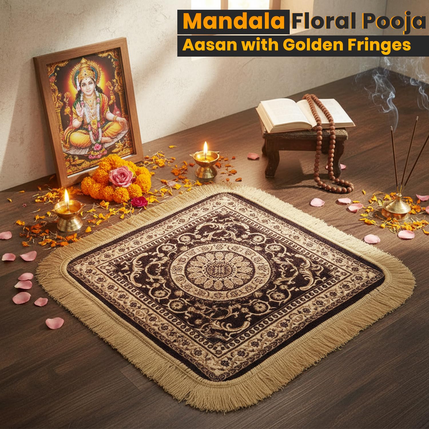 Soft Chenille Prayer Mat - Purple Mandala Design -3