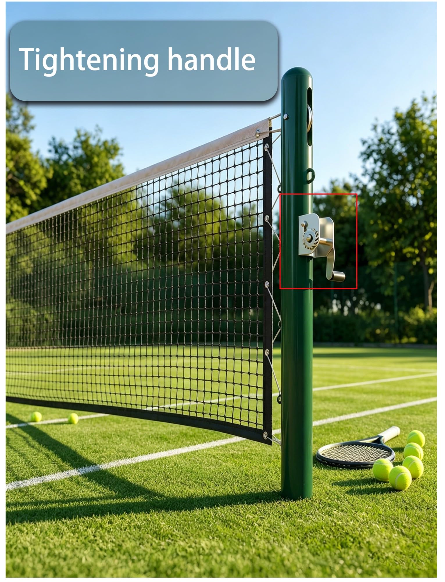 Rete da tennis permanente da 106,7 cm, pali da tennis in acciaio con maniche a terra, kit per pali fissi per cortile e campi scolastici