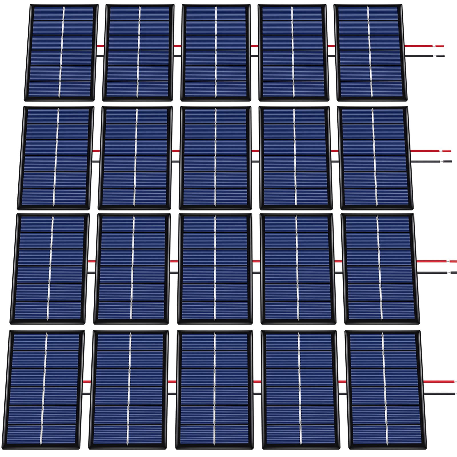 Kanayu 20 paneles solares pequeños a granel de 5 V, 200 mA, mini células solares policristalinas, kits de sistema de bricolaje, módulo de panel solar epoxi, cargador de células fotovoltaicas, 110 x 60