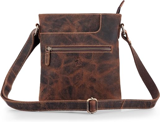 Large Crossbody Genuine Leather Shoulder Bags for Women, Premium Hunter Leather Cross Body Bag, Vintage Style Distressed Brown Handbags, Cross Over Travel Purse