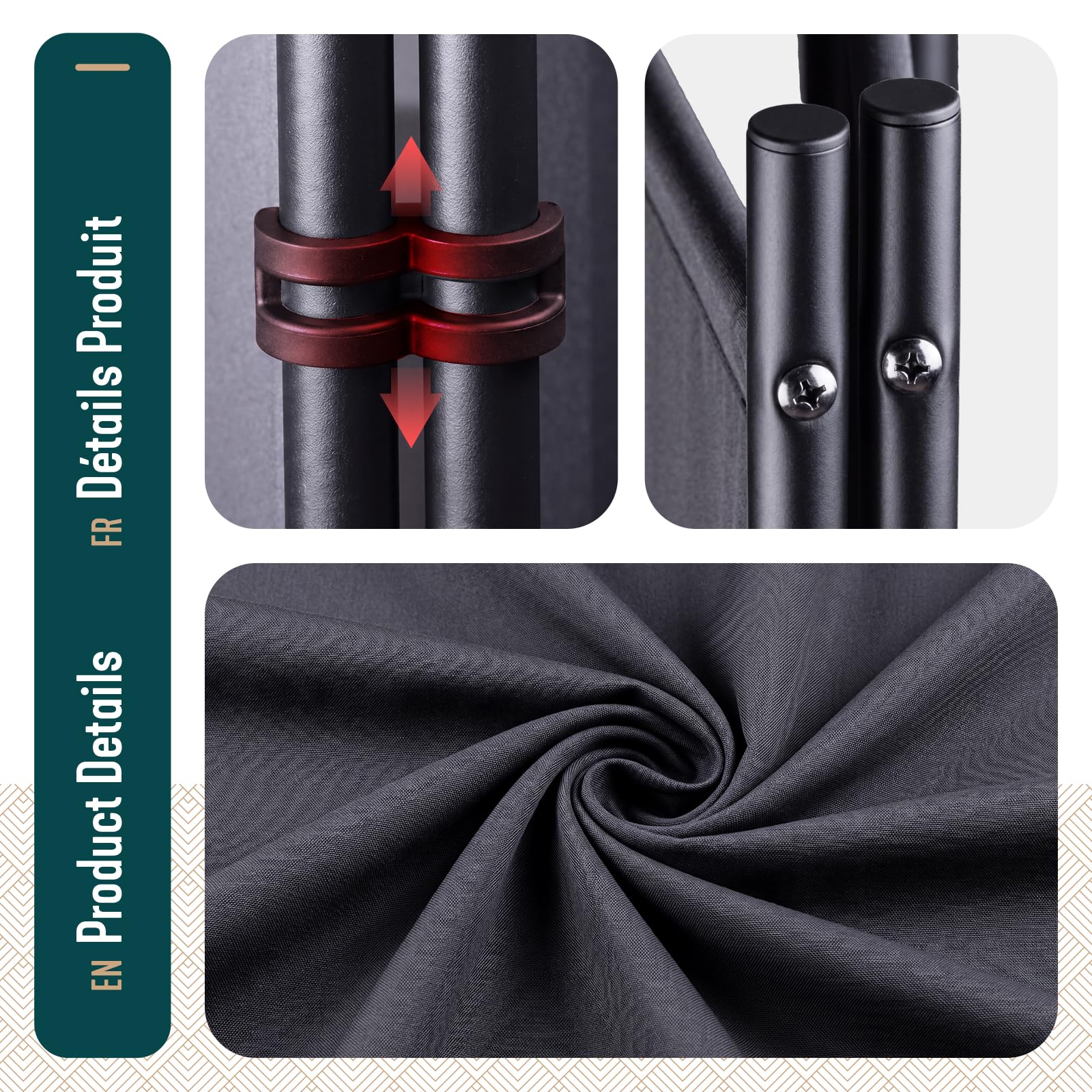 vounot® Paravent Séparateur de Pièce 3 Panneaux Cloison de Séparation Autoportant Pliable Brise Vue pour Plus d’Intimité Salon Chambre Bureau 262 x 30 x 173 cm Anthracite