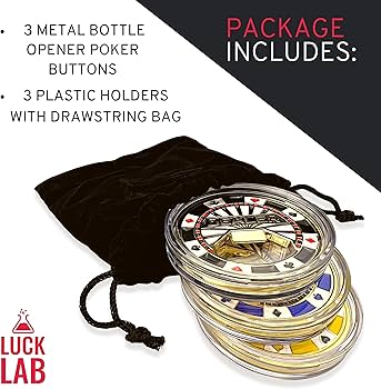 Amazon.com: Luck Lab Set of 3 Metal Bottle Opener Poker Buttons