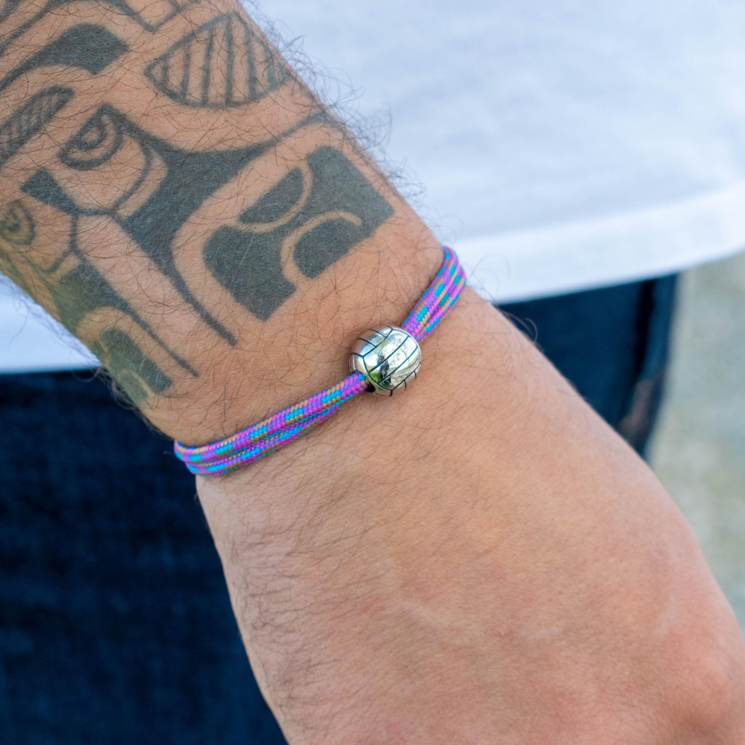 ERNESTINE - Bracelet Volleyball réglable acier inoxydable - Idée cadeau Volley homme femme adolescent - Bracelet Volleyball sport - Cadeau Homme Noël anniversaire fête des pères - bijoux sports enfant