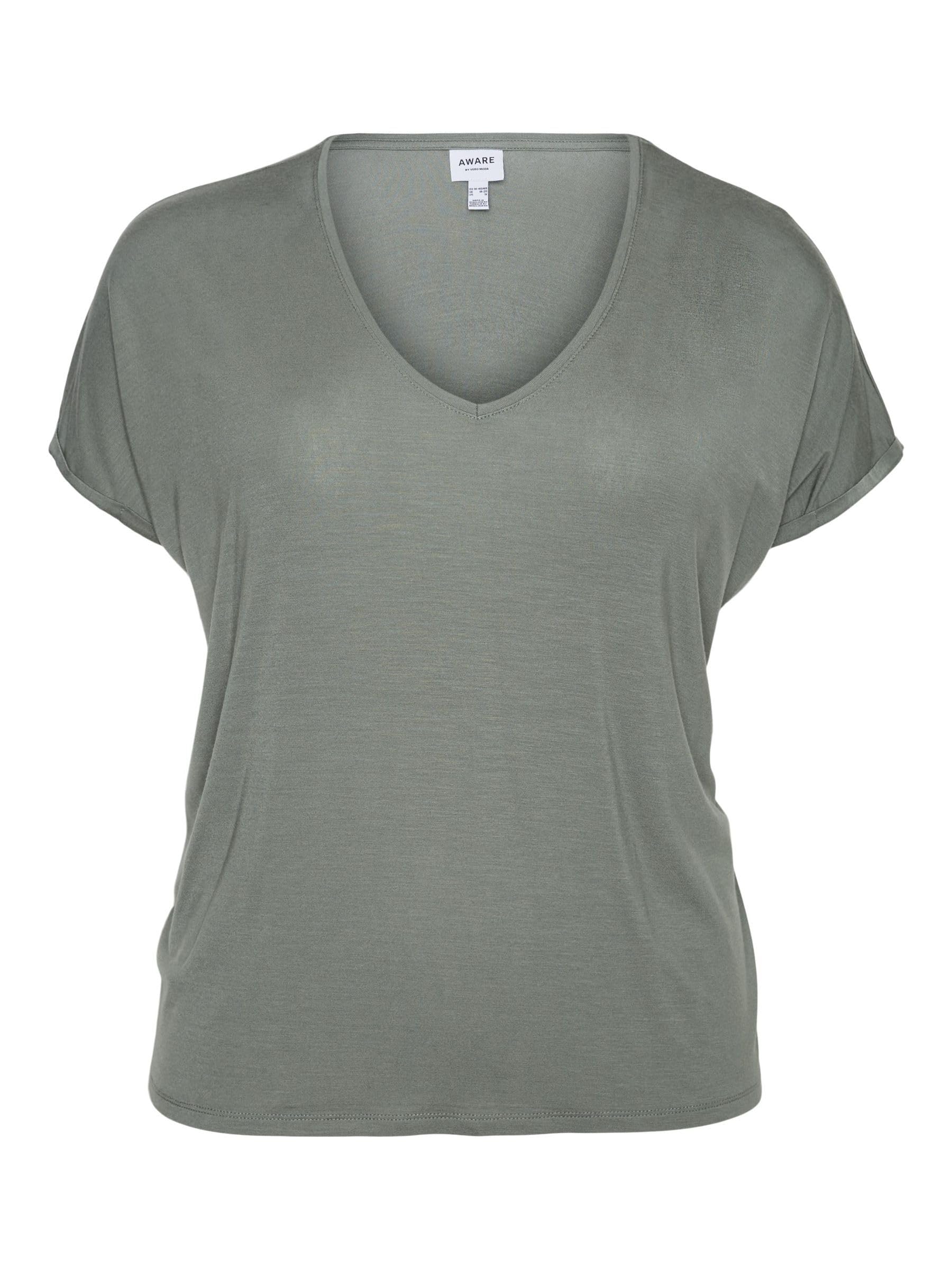 VERO MODA NOS Women's Vmava Ss V-Neck Tee VMA Noos T-Shirt Not Applicable, Laurel Wreath, S