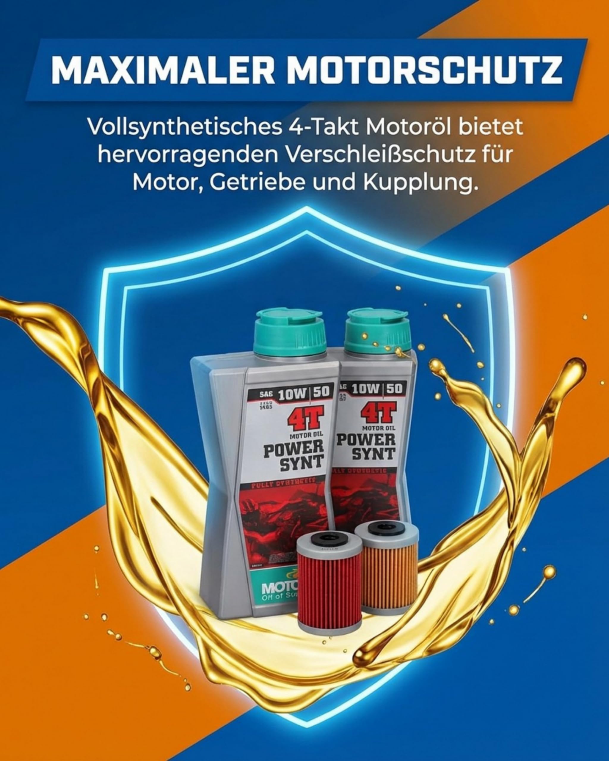 Ölwechsel Set – passt an KTM LC4 690 Duke Enduro SMC SMC-R Supermoto – Modelle ab 2012 – Motorex PowerSynt 4T 10W50 – Ölfilter Kit – Service Set
