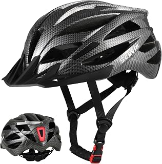 Adult Bike Helmet with Rear Light, EPS Foam, Adjustable Dial, Removable Visor - CPSC 1203 Certified Lightweight Bicycle Helmet for Urban-Commute, Road & MTB for Men/Women