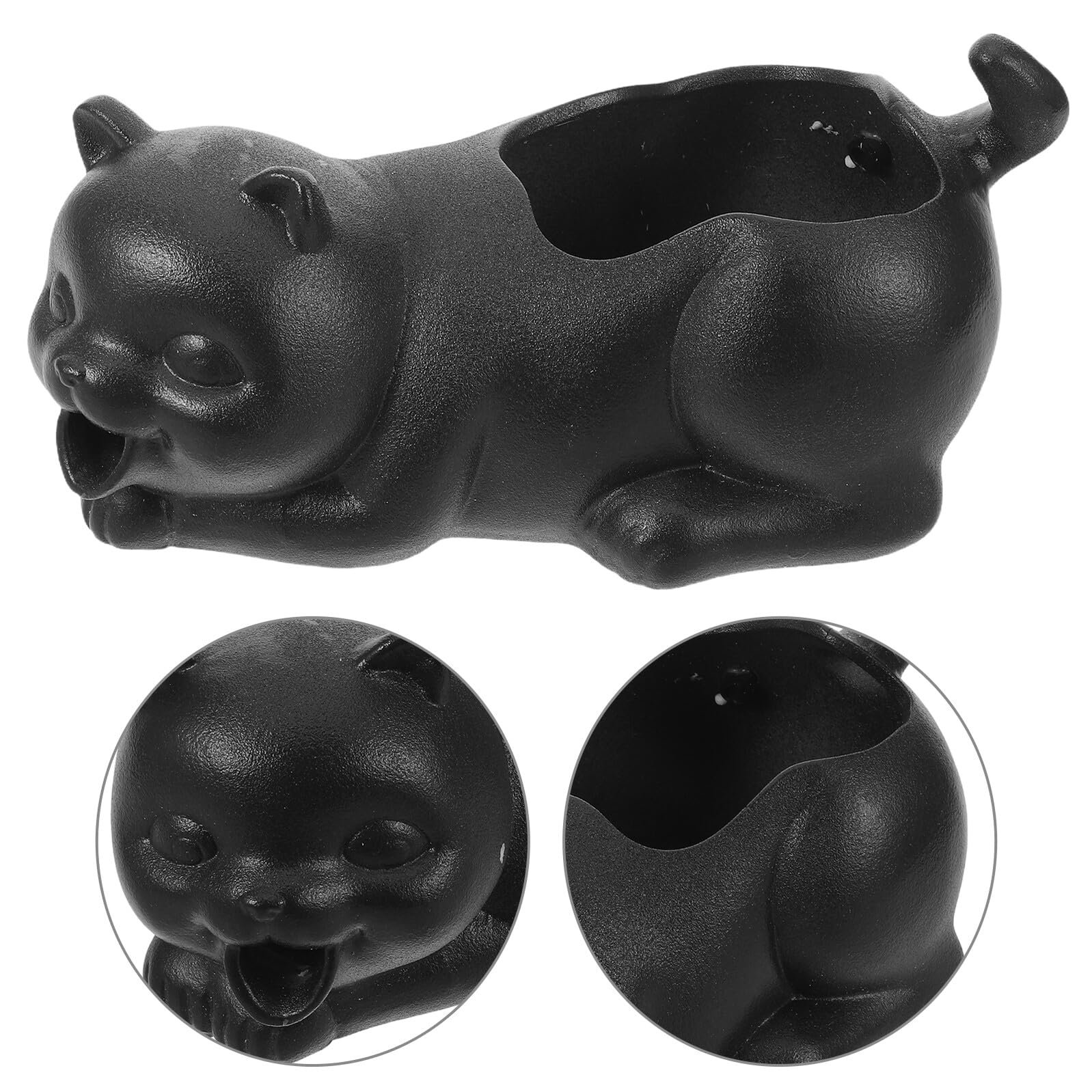 SOIMISS Fuente de Cerámica para Peceras Diseño Chino Gato Negro Adorno Decorativo para Acuarios de Agua Dulce Accesorio de Oxigenación y Paisaje para Jardín Fuente de Agua para Bonsái