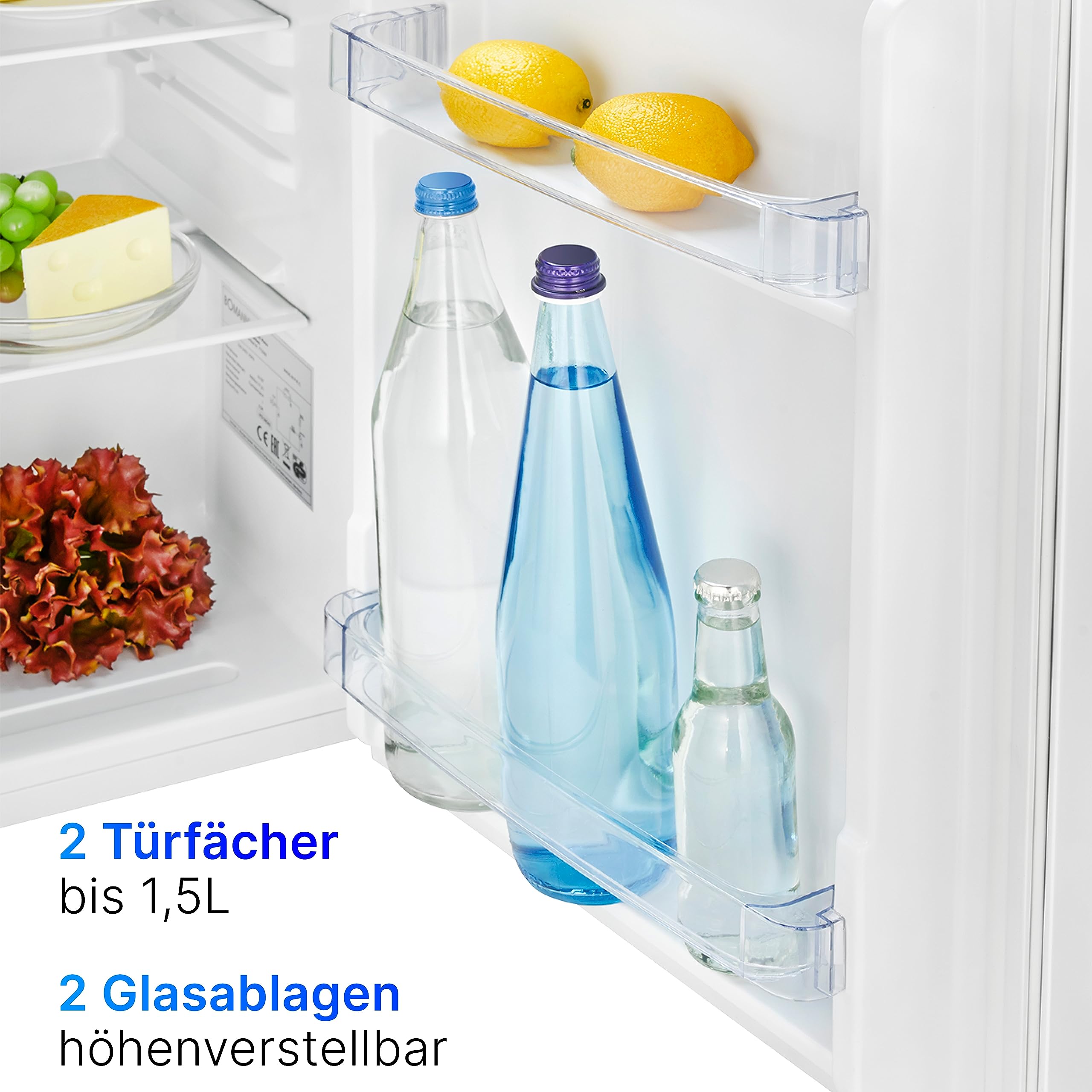 Bomann KB 7347 Mini Kühlschrank 58 Liter weiß mit 2 Glasablagen Temperaturregelung