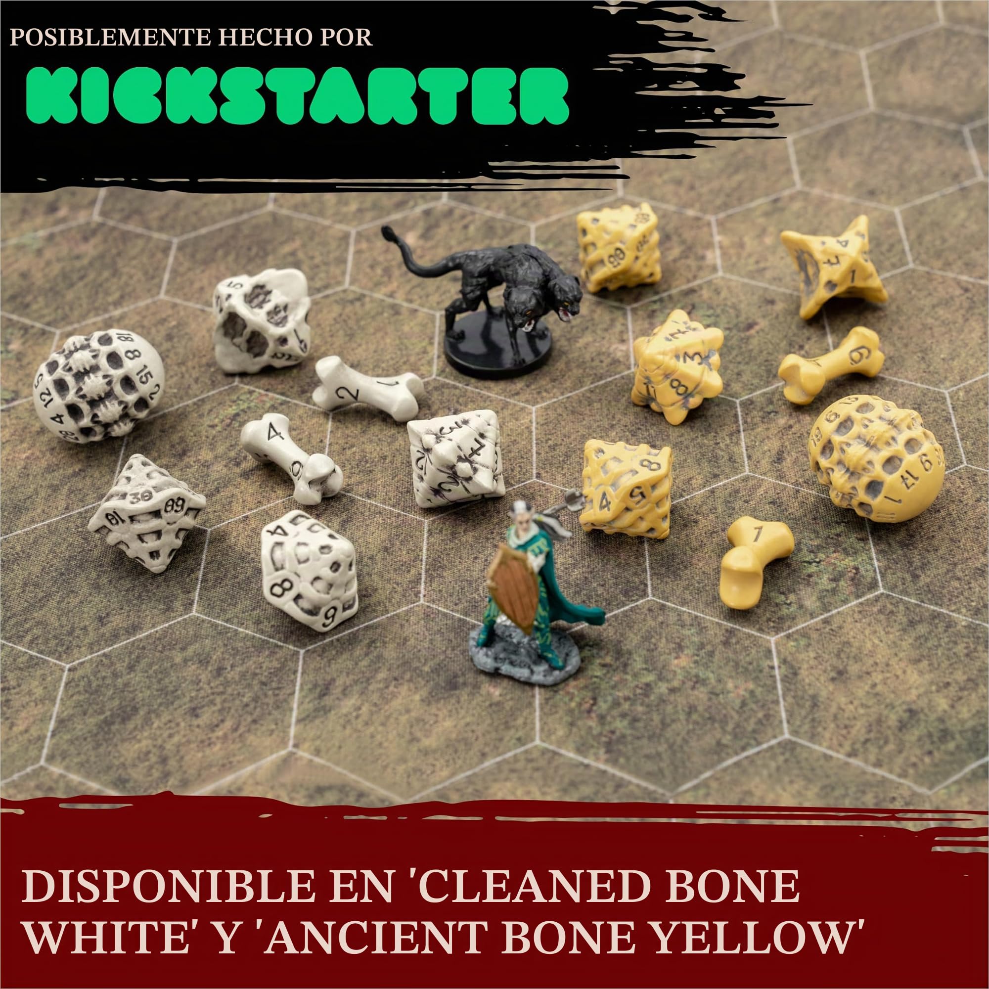 Set de Dados DND - Conjunto de 7 Dados de rol de Calavera y Huesos p/Juego de rol - D20, D12,%D10, D10, D8, D6 y D4. D&D Dice Set p/Dragones y Mazmorras/Dungeons & Dragons, Warhammer (Blanco)