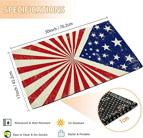 Miniatura 3 de Mogifedc Tapete con bandera de Estados Unidos, decoración de interiores, tapete antideslizante para puerta de entrada, tapete para decoración del
