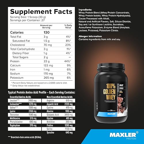 Miniatura 6 de Maxler 100% proteína de suero de leche dorada  0.76 oz de proteína de suero de alta calidad en polvo por porción  Pre-post Intra entrenamiento