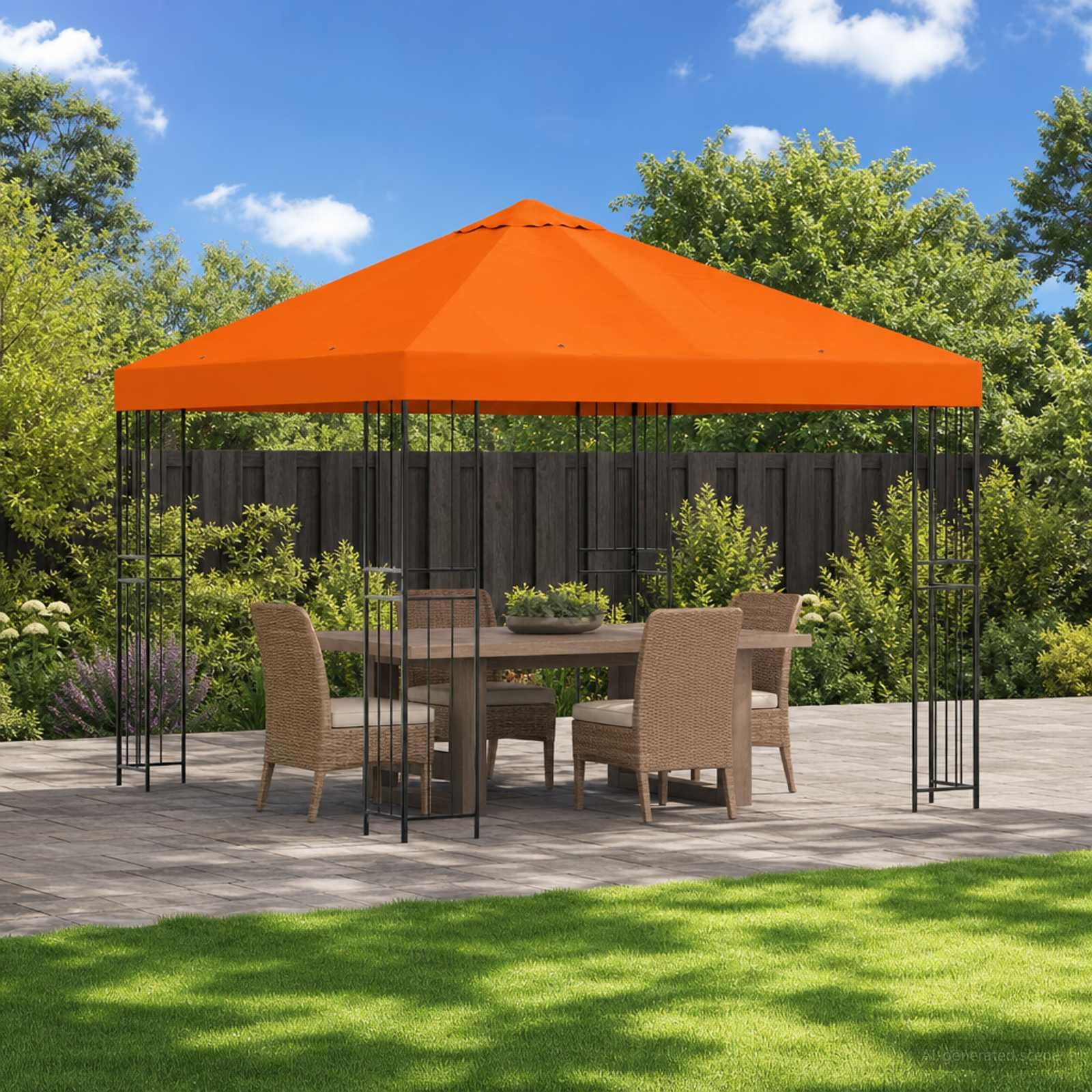 Pavillon 3 x 3 m Orange Polyester et Acier 190 GSM,Auvents & abris,900333