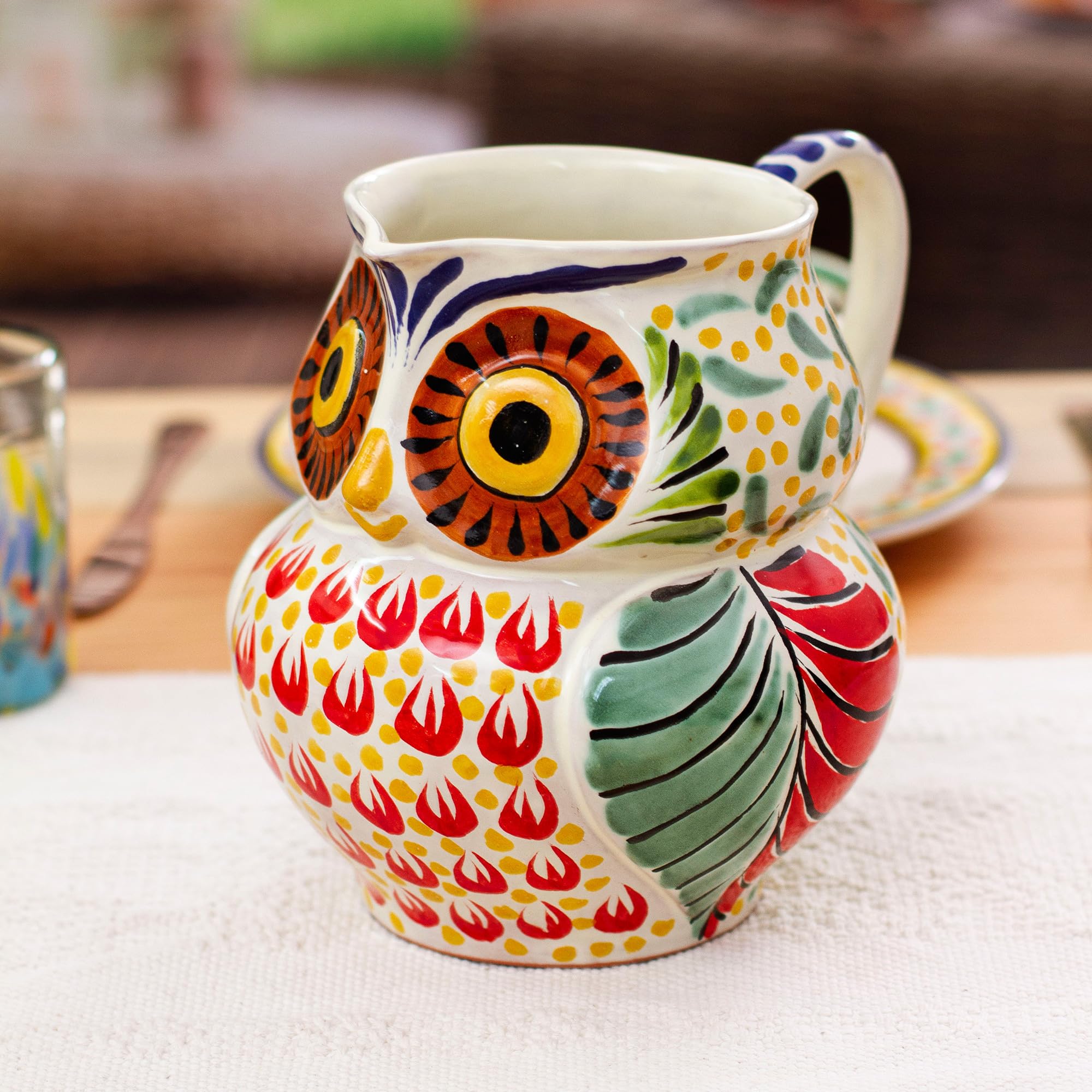 Amazon.com: NOVICA Handmade Artisan Majolica Ceramic Pitcher Owl