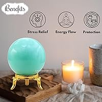 Vista 5 de Amazing Gemstone Bola de cristal de Yaxaita con soporte, bolas de meditación de esfera de cristal de 2 pulgadas para brujería y bolas decorativas