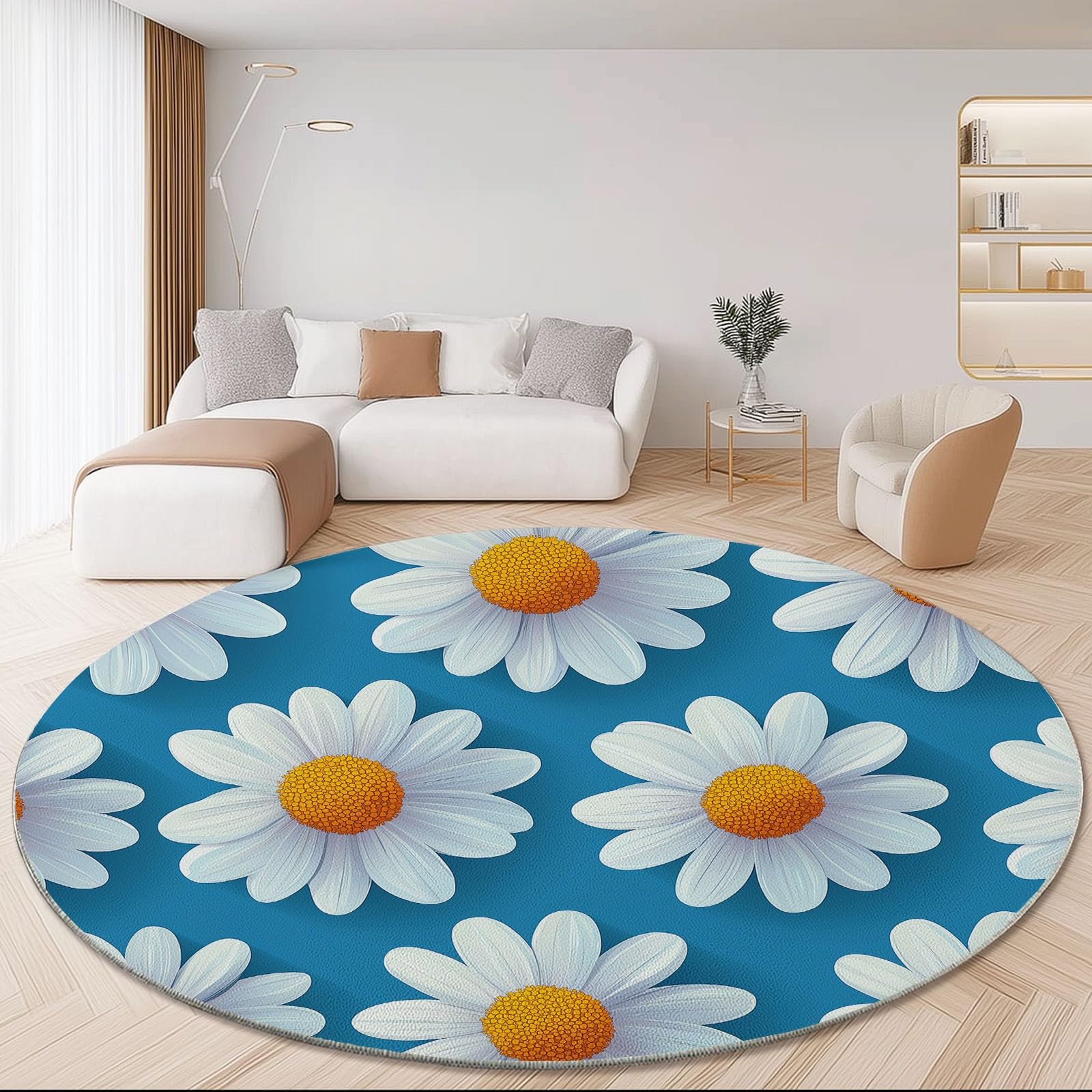 Tappeto rotondo da 245 cm, tappeto antiscivolo moderno in flanella per interni, lavabile, morbido, per cameretta dei bambini, stanza dei giochi, camera da letto, 245 cm, semplice e carino
