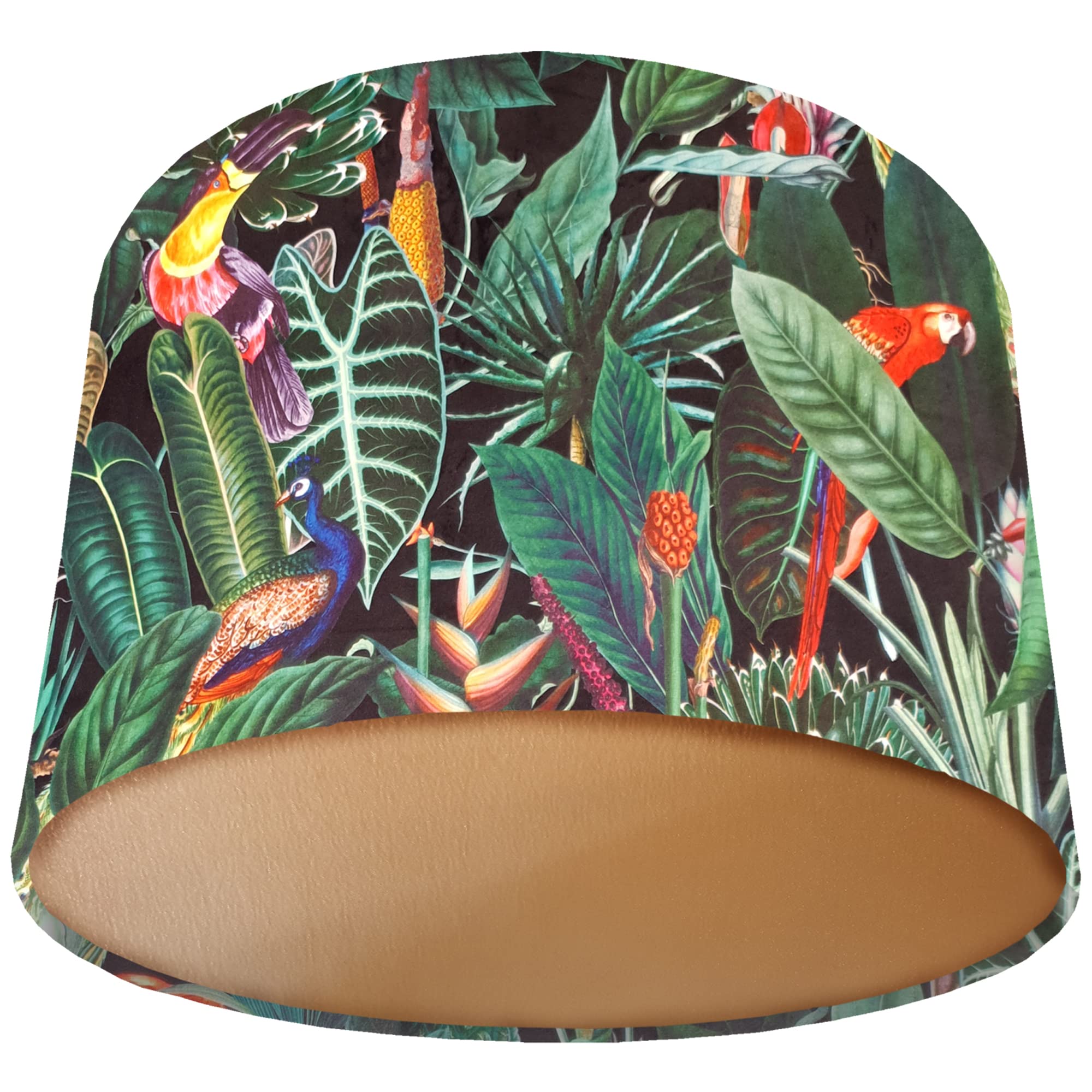 Black Velvet Lamp Shade - Jungle Birds Light Shade - Range Of Colours; Copper, Gold (Gold) โ image 1